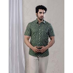 Chemise décontractée pour homme en coton imprimé à manches courtes, 100 % popeline respirante, taille XL - Fourniture ODM - Product Image 1
