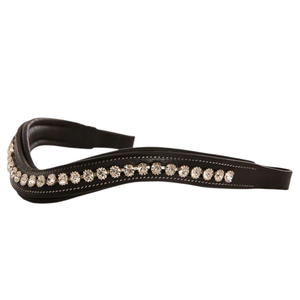 ADIBA OVERSEAS - Banda Frontal para Caballo de Cuero de Primera Calidad en Forma de U, con Cristales Negros y Dorados, Acolchada, para Doma y Exhibición - Product Image 1
