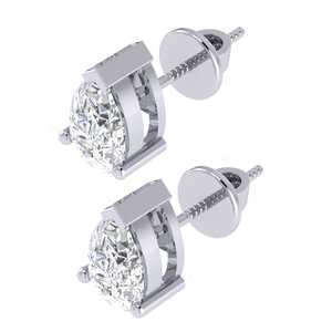 Boucles d'oreilles clous en argent sterling plaqué or blanc/or jaune/or rose, zircone cubique en forme de poire, pierre de naissance d'avril, 5,4 mm X Fine - Product Image 6