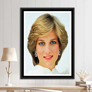 Obra de arte impresa en lienzo: elegante decoración de pared con retrato de la princesa Diana, enmarcada en negro - Product Image 1
