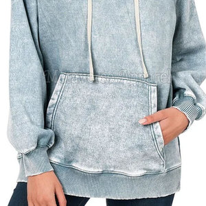 Sudaderas con Capucha Casuales Transpirables de Invierno para Mujer, Lavadas al Ácido Vintage, Logotipo Personalizado de Fábrica OEM en Existencia - Product Image 3