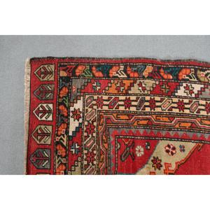 Grand tapis turc 4,9x9,8 pi (150x298 cm), tapis vintage rouge patchwork - Product Image 4