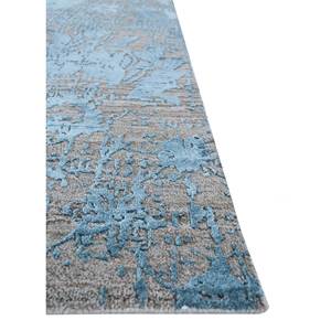 Tapis rectangulaire Kavi gris et noir en laine et soie de bambou noué à la main, motif floral Théorie du Chaos, pour couloir et pièce, en viscose - Product Image 4