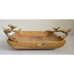 Nouveau plateau de service en bois avec poignées en métal florissantes Qualité incroyable au prix de gros - Product Image 3