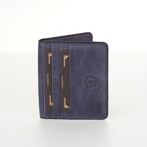 Portafoglio da uomo blu Navy in vera pelle, Design elegante 8-10 carte uniche per gli uomini