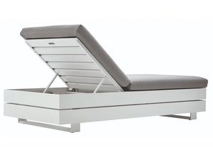 Dimensions extérieures rétro Chaises longues de plage extra larges Jardin moderne Pulvérisation d'aluminium Chaise longue d'hôtel grise - Product Image 4