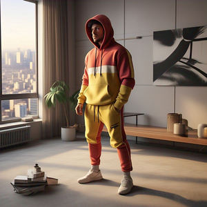 Ropa deportiva para hombre de peso medio 400 GSM, ropa para correr, conjunto de chándal de invierno, Sudadera con capucha y pantalones de chándal, equipo deportivo de lana de talla grande - Product Image 2