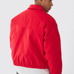 Veste en cuir universitaire personnalisée pour homme, coupe ajustée, col montant, logo sur le devant, printemps-hiver - Product Image 2