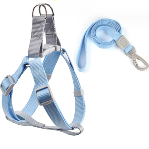 Harnais pour chien réglable en nylon à carreaux, couleur unie vert menthe, fermeture à boucle pour chiens de taille moyenne - Product Image 4