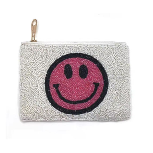 Mini monedero hecho a mano, cierre de cremallera de lona con cuentas de estrella Rosa decorativa para tarjetas, llaves y artículos pequeños - Product Image 2