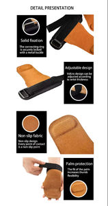 Weight Lifting Custom Logo Leather <b>Hand</b> <b>Grips</b> Weightlifting Split Leather <b>Grips</b> - Product Image 6