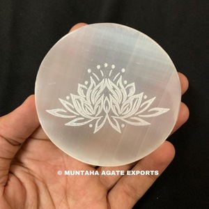 Wholesale Premium <b>Selenite</b> Lotus Moon <b>Charging</b> <b>Plate</b> Engraved Crystal Slab Reiki Chakra Healing Meditation Energy Cleansing - Product Image 3