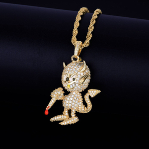 VVs Clarity Round Brilliant Cut Lab Grown Diamonds 5 TCW Iced Out Hip Hop Custom 925 Sterling Silver Cartoon Pendant Unisex Gift - Product Image 1