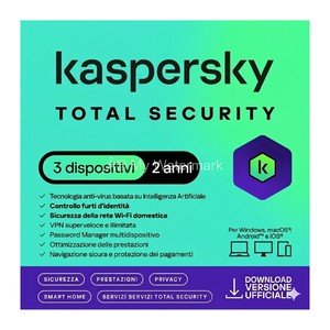 KASPERSKY TOTAL SECURITY 2024 PC / MAC / ANDROID / IOS - 2 ANNI - 3 DISPOSITIVI - Product Image 1