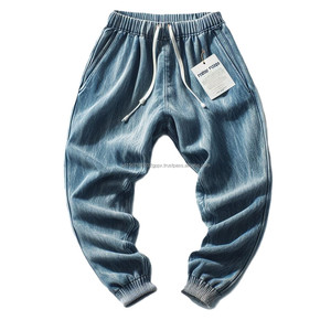 100% Export Oriented OEM Cotton Stretch Elastic Waist Breathable Customized Denim <b>Jeans</b> <b>Joggers</b> Pants for Men From Bangladesh - Product Image 5