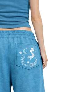 Pantalons de survêtement à jambes larges à imprimé papillon bleu lune personnalisés par le fabricant, vêtements de rue surdimensionnés pour femmes, pantalons de jogging en molleton personnalisés OEM - Product Image 5