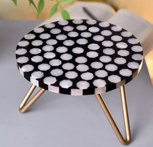 Soporte de pastel superior de madera con base de metal para fiestas de promoción de aniversario, soporte de pastel pequeño de India - Product Image 5