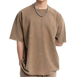 Conjunto corto de lavado ácido con impresión de logotipo personalizado de alta calidad para hombres Estilo vintage desgastado con patrón sólido informal - Product Image 3