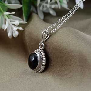 Black Onyx <b>Necklace</b> <b>Boho</b> Brass <b>Necklace</b> For Women Silver Plated Ethnic Tribal Jewelry Wholesale Pendants - Product Image 3
