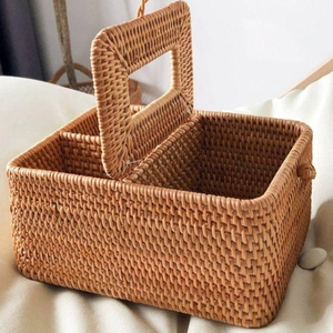 Vente en gros de boîte à mouchoirs rectangulaire en rotin du Vietnam Couverture en osier naturel faite à la main pour serviettes, idéale pour les hôtels et la décoration moderne - Product Image 3