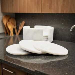 Juego de 6 Posavasos de Mármol Blanco, Posavasos de Piedra de Ónix Natural, Decoración de Mesa de Lujo - Product Image 3