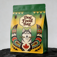 Sac en Mylar à fond plat avec fermeture éclair réutilisable, impression de logo personnalisé, finition mate, pour animaux de compagnie, chiens et chats