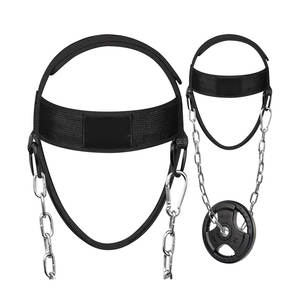 Harnais de cou de haute qualité pour l'haltérophilie harnais de tête d'entraînement de cou constructeur de muscle avec longue chaîne et sangle en acier réglables - Product Image 1