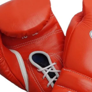 Gants de boxe professionnels à lacets, orange, cuir véritable, gants d'entraînement et de sparring, équipement de combat artisanal - Product Image 4