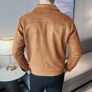 Tendance Veste Slim-fit de haute qualité à fermeture éclair Veste en cuir pleine fleur noire ivoire rayée attrayante pour hommes - Product Image 2