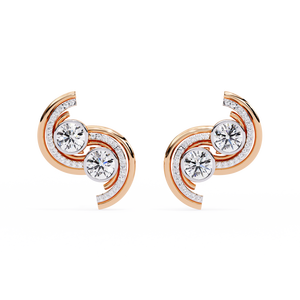 Boucles d'oreilles en or brillant 18 carats avec diamant cultivé en laboratoire, bijoux de luxe - Product Image 1