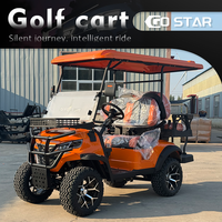 Voiturette de golf électrique 4 places avec toit et phares LED pour usage en club de golf et hôtel