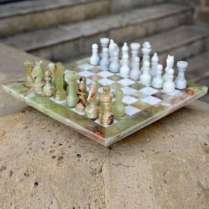 Artisan Marble Chess Table with Semi-Precious Stone Inlay Durable and Waterproof for Living Room & Bedroom - Product Image 1