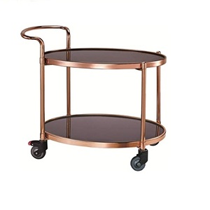 2 Tier Luxurious Hotel Restaurant Decoration <b>Furniture</b> Food Supplies Serving Metal Glass Trolley Hot Selling Decorative Trolley - Product Image 4