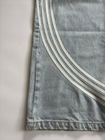 Jean unisexe en denim décontracté, coupe bootcut, avec bandes latérales en coton, broderie de logo personnalisée, délavé à la pierre, à rivets, coupe ample