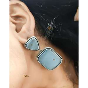 Replica <b>Earrings</b> with Stone Peach Colour Stone Gift for Casual Party Wear <b>Handmade</b> Bulk Product - Product Image 5