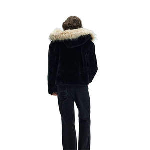 Fur Hood Oversized Pullover Hoodie Soft <b>Sherpa</b> Polar Fleece 100% Cotton Autumn Digital Printing for Men - Product Image 4