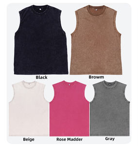 Canottiera da <span class=keywords><strong>Uomo</strong></span> Smanicata Estiva Vintage con Lavaggio Acido e Logo Personalizzato, 100% Cotone Lavorato a Maglia, Vestibilità Morbida, Vendita all'Ingrosso - Product Image 2