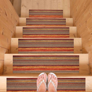 Alfombra con Estampado de Tonos Otoñales - Diseño Kilim Moderno para Comedor, Alfombra de Entrada - Product Image 1