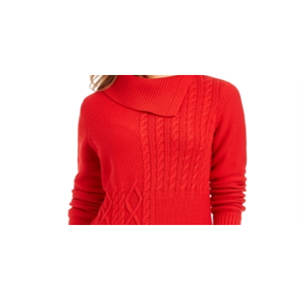 Maglione Premium da Donna Charter Club in Maglia a Trecce con Collo a Busta, Traspirante, Design Rosso con Applicazioni e Logo Frontale, Stile Invernale - Taglie da XS a XL - Product Image 2