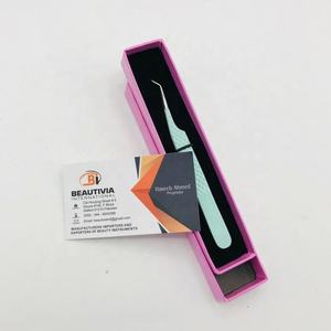 Pince à épiler professionnelle d'extension de cils à poignée en diamant Extensions de cils en fibre pointue en acier durable à 45 degrés de marque privée - Product Image 4