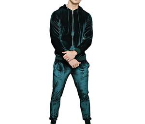 Chándal de terciopelo para hombre de tasa razonable, tendencia superior ligera, material duradero totalmente personalizado, chándal de terciopelo con mangas completas - Product Image 1