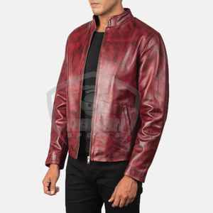 Chaqueta de Piel de Vaca Genuina Original de Alta Calidad para Hombre, Estilo Urbano, Bordada, Clásica, para Uso en Exteriores, Cuello Alto, Invierno - Product Image 6