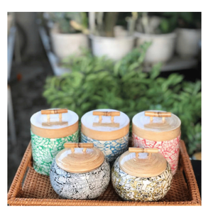 Mother of Pearl Bamboo Jar eco bamboo shell inlay keepsake container for gifts souvenirs and home styling Vietnam - Product Image 5