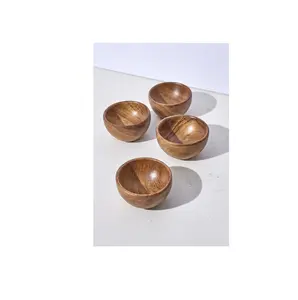 木碗迷你沙拉保龄球手工雕刻木碗定制尺寸低价天然工艺