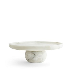 Suministros para hoteles, decoración de mármol de piedra, regalo para el hogar, comida redonda blanca, plato de pastel de Chocolate, bandeja de servicio escalonada de mármol, base de metal - Product Image 4