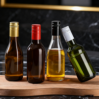 Bouteilles en verre transparent vert ambré écologiques de luxe personnalisées 187 ml pour l'emballage de vin, de tequila et de brandy, étanches