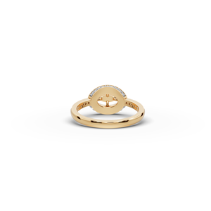 Bague ovale en or jaune 14K, platine et rhodium, sertie d'un halo géométrique, certifiée IGI, idéale pour les fiançailles - Product Image 5