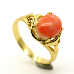 Anillo THUNDERBIRD con Gema Ovalada de Coral Rosa Natural, Engaste de Oro, Pulido, 8x10mm, Joyería Elegante para Mujer - Product Image 6