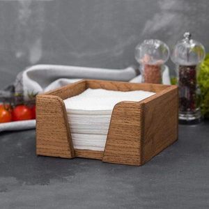 Porte-serviettes rectangulaire en bois rustique pour table à manger cuisine mariage ferme restaurant bureau café décoratif - Product Image 6