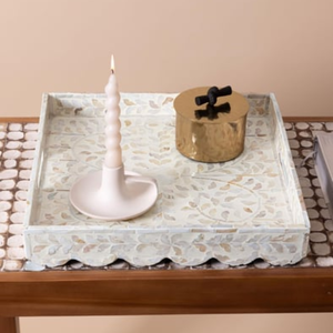 Bandeja de servicio cuadrada moderna nácar al por mayor con bandejas de servicio decorativas en forma festoneadas de Vietnam - Product Image 4